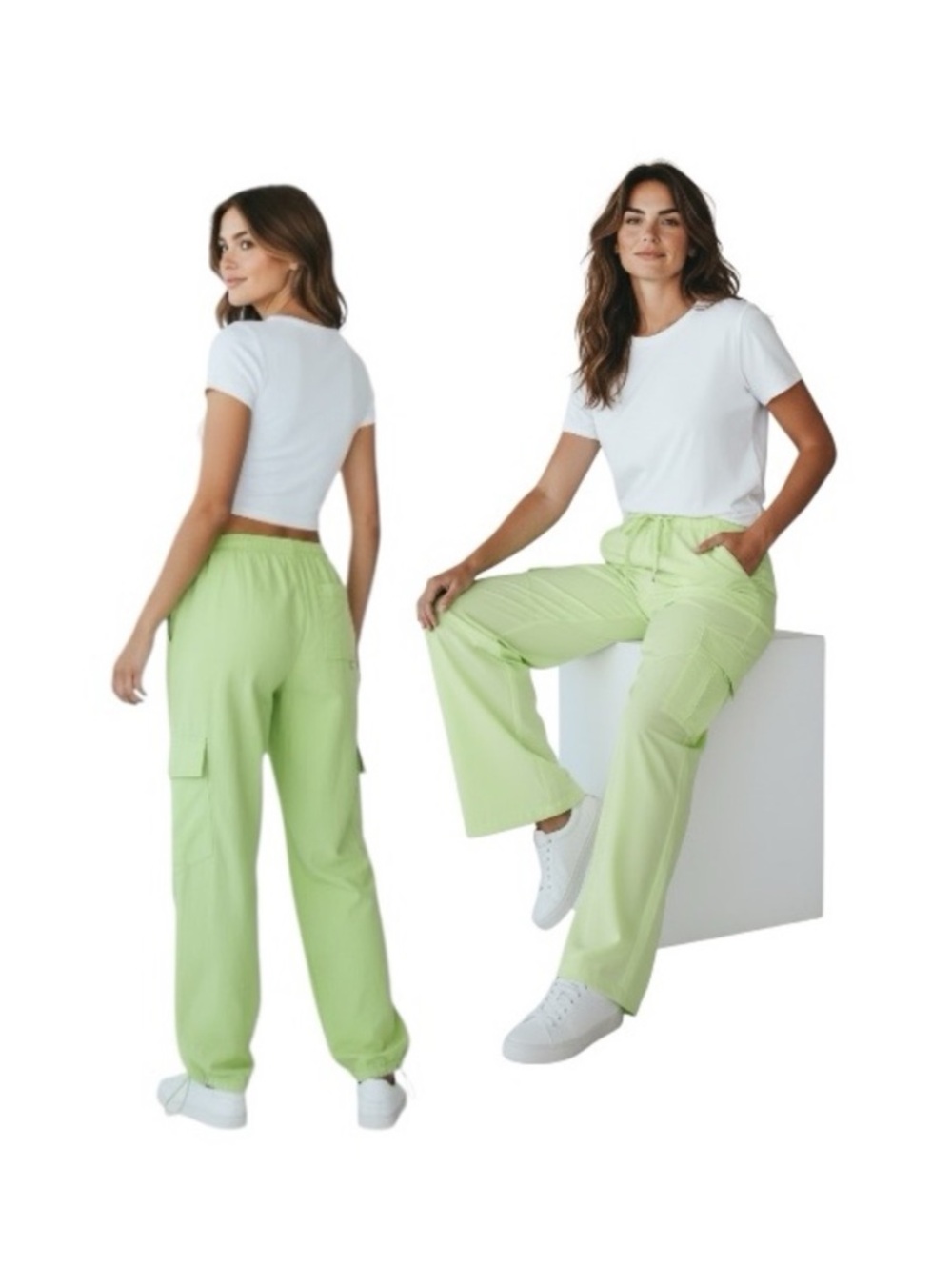No Boundaries Neon Green Parachute Joggers